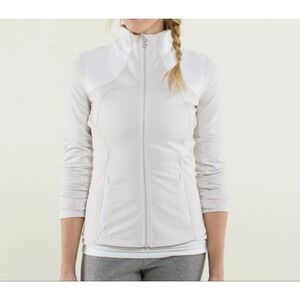 Lululemon Forme Jacket Dune White Gingham Plaid Luon Athleisure Workout Womens 8